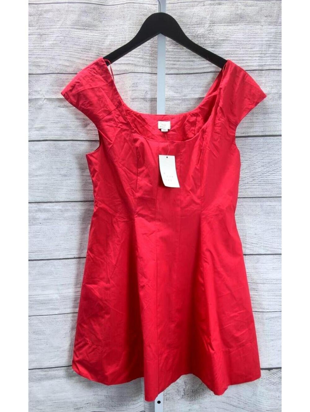 A New Day Square Neck Vibrant Pink Cap Sleeve Mini Dress Women Size 6